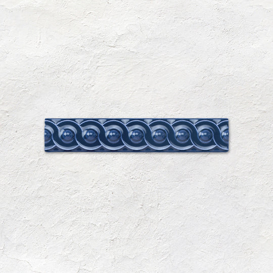 Windsor Blue Scroll Moulding Ceramic Wall Tile 152x29mm