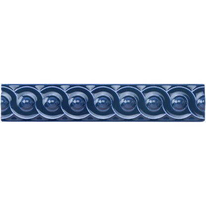 Windsor Blue Scroll Moulding Ceramic Wall Tile 152x29mm