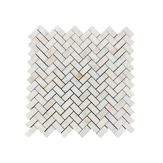 Calacatta Sugar Honed Marble Herringbone Mosaic Wall & Floor Tile