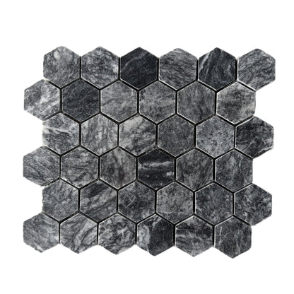 Platinum Black Polished Marble Hexagon Mosaic Wall & Floor Tile - thumbnail 3