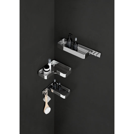 Il Giglio Corner Shower Basket with Hooks in Chrome - Origins Living