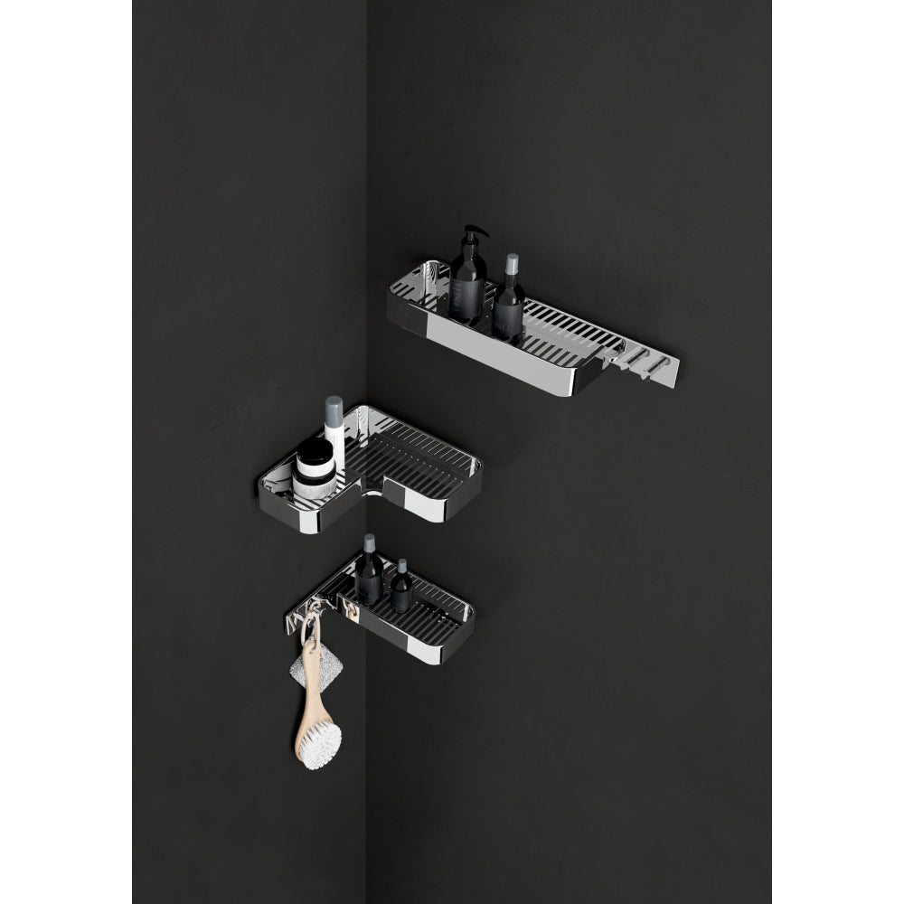 Il Giglio Corner Shower Basket with Hooks in Chrome - Origins Living