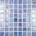 Abalone indigo iridescent glass mosaic tiles with shimmering rainbow finish and textured surfaces