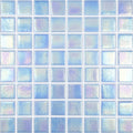 Abalone ocean iridescent glass mosaic tiles in iridescent blue and purple with textured glass finish