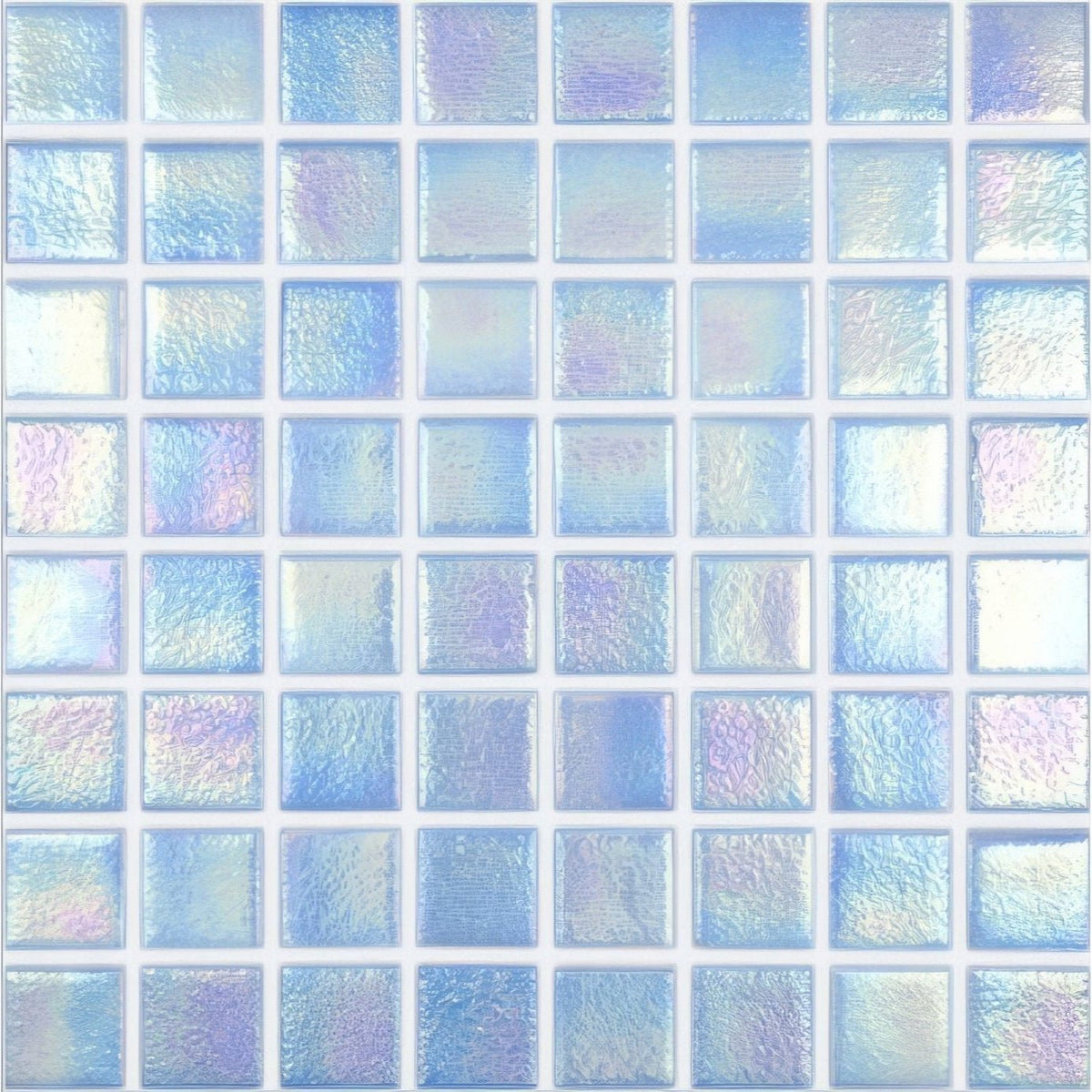 Abalone ocean iridescent glass mosaic tiles in iridescent blue and purple with textured glass finish