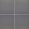 Four matte gray abbey iron tiles arranged in a grid showcasing their iron material and square shape