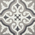 Gray and white ornate patterned abbey waverley tile featuring vintage-inspired ceramic design for decorative use