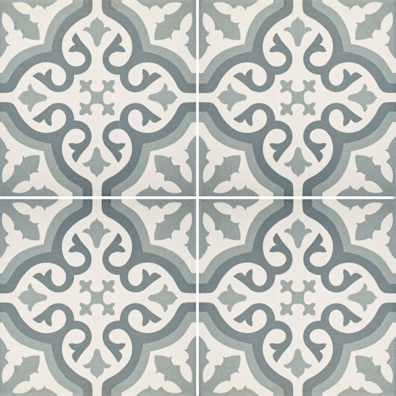 Gray and white ornate patterned ceramic floor tiles from abbey wrightington collection for stylish flooring