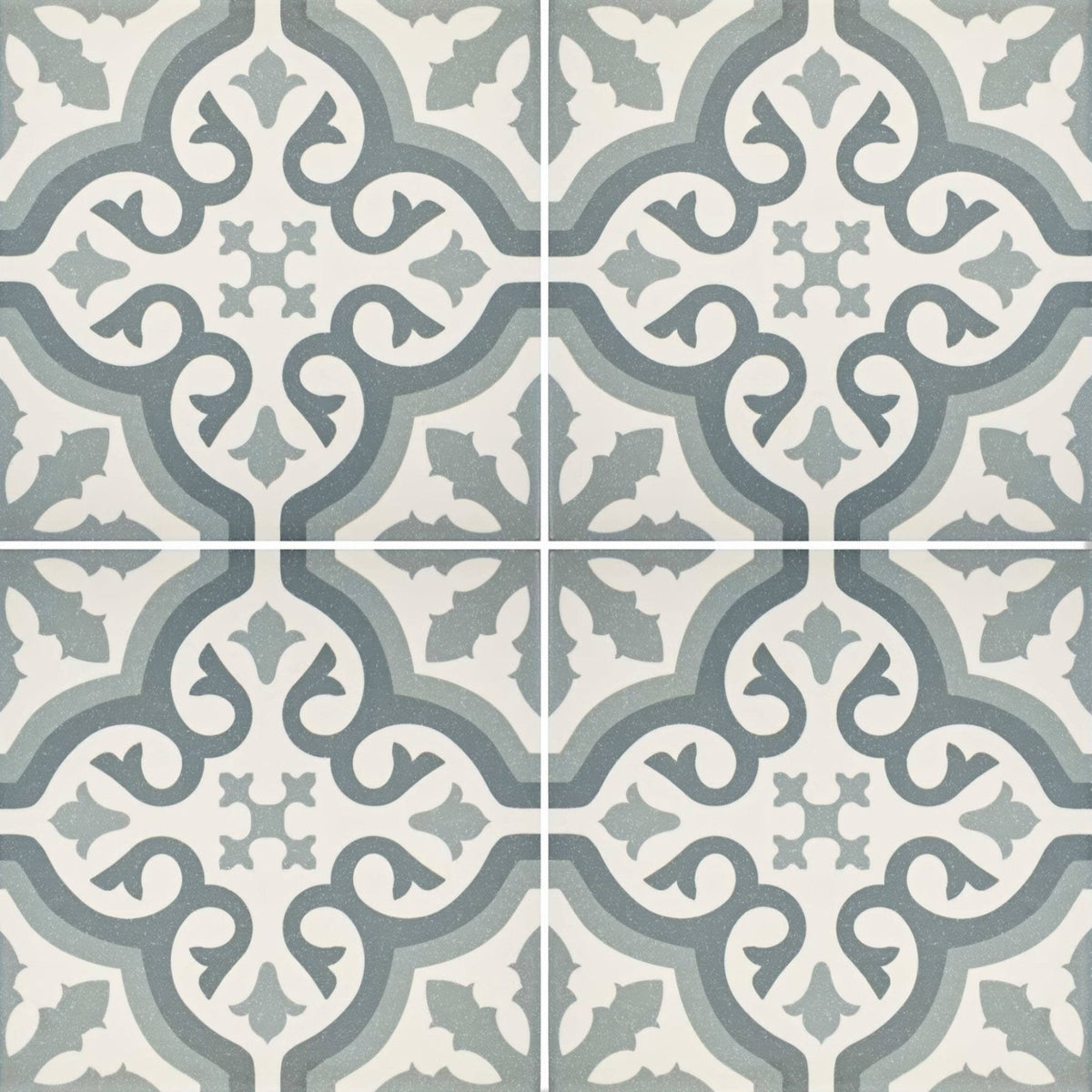 
Gray and white ornate patterned ceramic floor tiles from abbey wrightington collection for stylish flooring