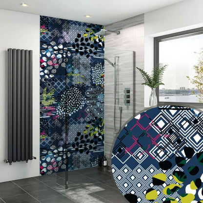 Abstract Pattern Navy Blue Shower Panel