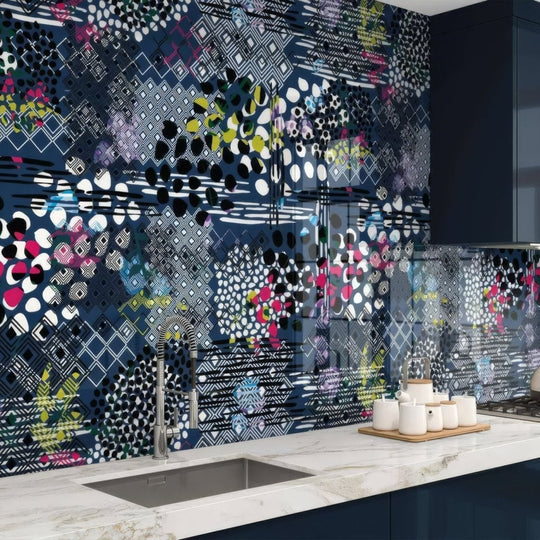 Abstract Pattern Navy Blue Wall Panel