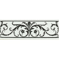 Acanthus jet black on brilliant white black and white ornate border tile with intricate floral and scrollwork design