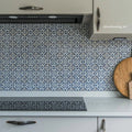 Blue and white patterned ceramic kitchen backsplash tiles acapulco lozano 10x10cm design