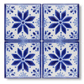 Set of four 10x10cm Acapulco Zenil ceramic tiles with traditional blue and white floral design
