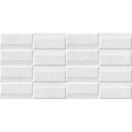 White rectangular ceramic tiles acorn white exact decor with subtle texture and raised edges in a grid pattern