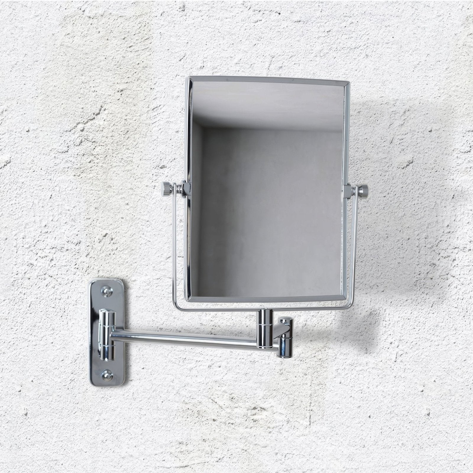 Addison reversible 3x magnifying wall mirror with chrome finish rectangular frame and sleek articulated arm
