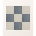 Adventuras Navy Field porcelain minimalist checkerboard wall art with nine matte gray and beige square tiles