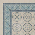 Beige and blue patterned ceramic floor tiles with intricate floral mandala designs from adventuras palma blue porcelain