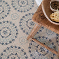 Beige Adventuras Palma Blue porcelain floor tiles with intricate blue and gray floral mandala patterns