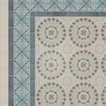 Beige and blue patterned ceramic floor tiles with intricate mandala designs from adventuras porto blue porcelain