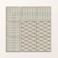 Six-inch square adventuras ziggy border olive porcelain tile with vintage geometric pattern in sage green dusty rose and charcoal gray