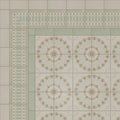 Adventuras Ziggy Border Olive porcelain ceramic floor tiles with vintage floral mandala patterns in sage green and pink