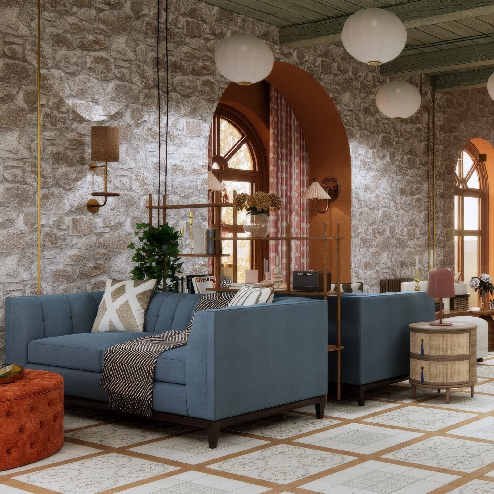 Adventuras Ziggy Border Olive Porcelain