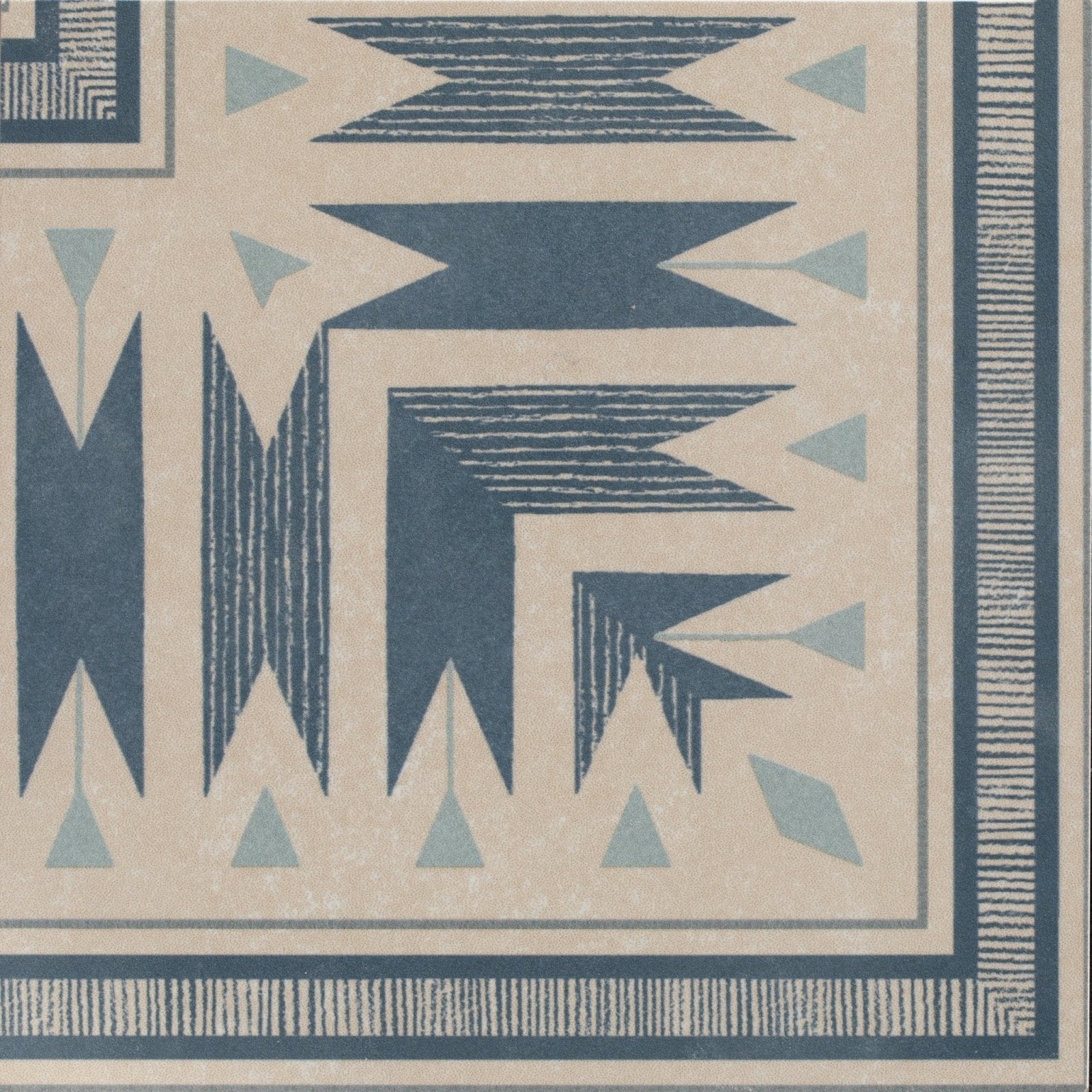 Beige and navy blue geometric patterned woven textile with textured appearance for adventuras ziggy corner blue porcelain