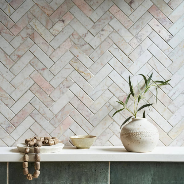 Herringbone Marble Mosaic Tile 30.5x30.5cm
