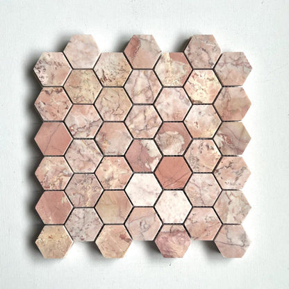 Aegean Pink Large Hexagon Marble Mosaic