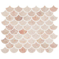 Aegean pink scallop marble mosaic tile featuring pink marble fish-scale pattern for decorative wall use