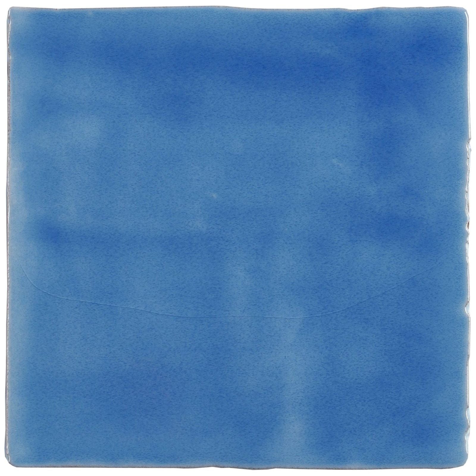 A square matte blue ceramic tile with subtle hue variations and textured surface agapanthus field tile
