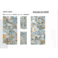 High-gloss agate aqua 60 x 120cm tiles with a mosaic pattern in light blue and warm amber tones