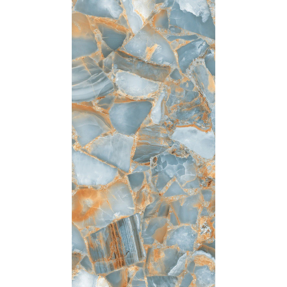 Agate aqua 60 x 120cm blue and gold mosaic tile with natural stone texture for elegant interior surfaces