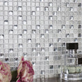 Agra Sparkling Mosaic silver sparkling glass mosaic styled with a glass perfume bottle