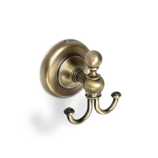 Albany Double Hook Aged Brass