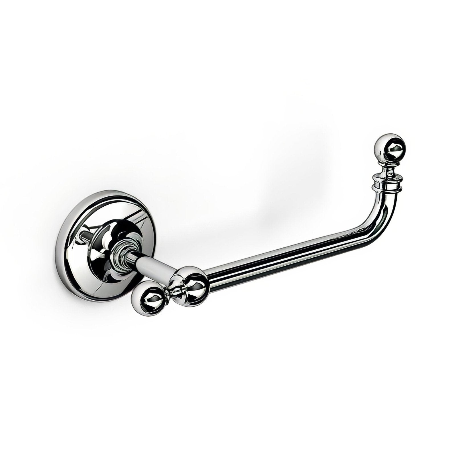 Albany open toilet roll holder chrome with chrome finish and ornate spherical accents in a classic elegant design