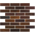 Alchemy brick copper mosaic dark brown rectangular wood-grain texture mosaic tile arranged in offset brick pattern