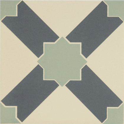 Alhambra Denim and Light Jade on White