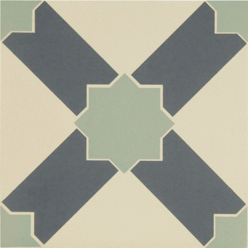 Alhambra Denim and Light Jade on White