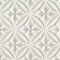 Alhambra Grey Decor Glazed Tile white textured glazed tile with embossed quatrefoil and leaf motifs