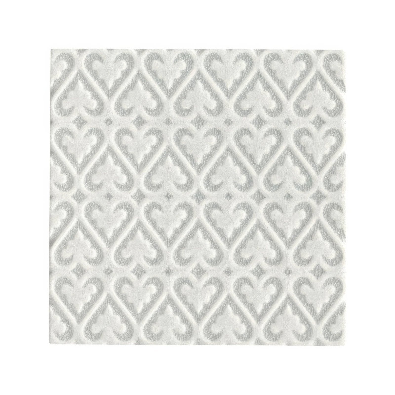 Alhambra grey decor 2 glazed tile white ceramic with raised interlocking diamond geometric pattern