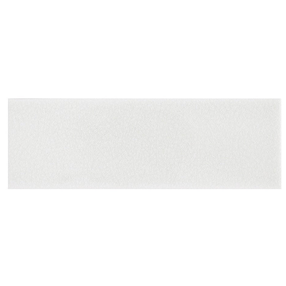 A sleek rectangular white ceramic glazed tile alhambra white 7.5 x 22.5 with subtle textured surface