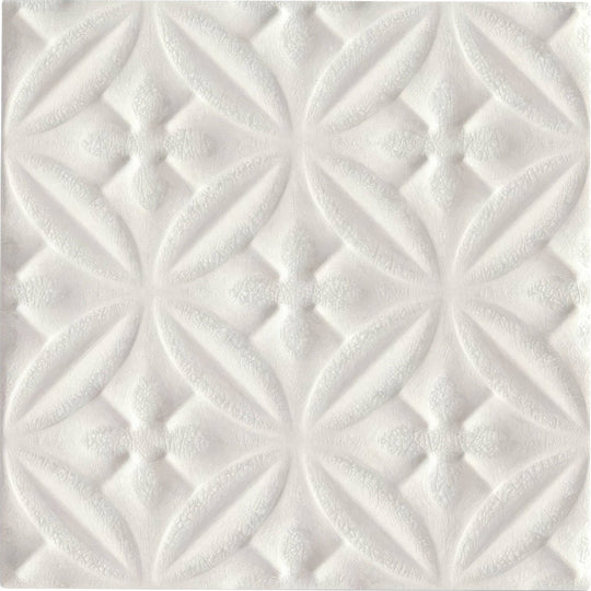 Alhambra White Decor Glazed Tile - alternate view
