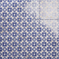 Alma Blue ceramic tiles with blue and white traditional quatrefoil pattern for decorative wall and floor use