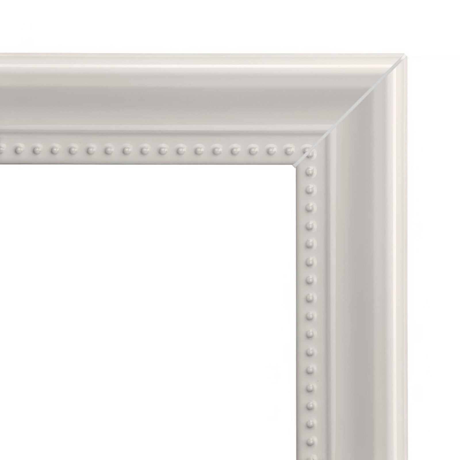 White beaded alma-tadema picture frame set with a smooth glossy finish and brilliant white color