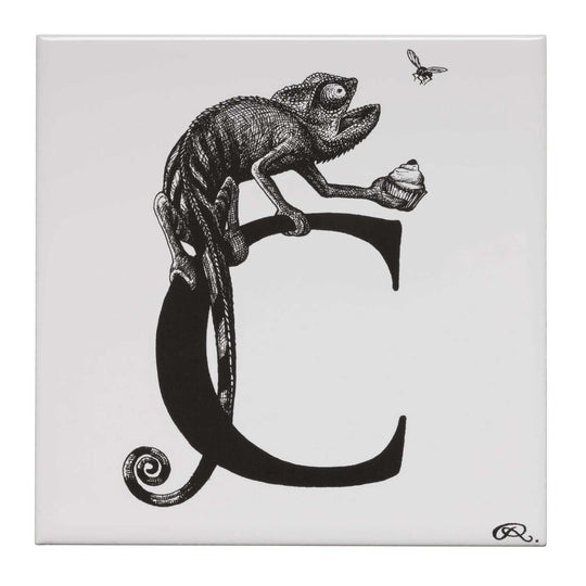 Rory Dobner C – Cheeky Chameleon Alphabet Tile - Ceramic