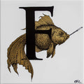 Rory Dobner F – Fish On A Fag Break Gold Alphabet Tile
