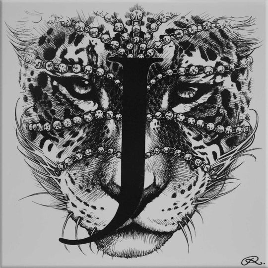 Rory Dobner J – Jewelled Jaguar Alphabet Tile - Ceramic