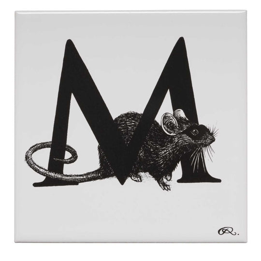 Rory Dobner M – Masked Mousie Alphabet Tile - Ceramic